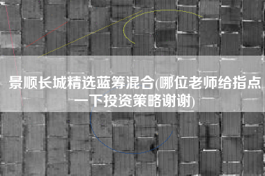 景顺长城精选蓝筹混合(哪位老师给指点一下投资策略谢谢)