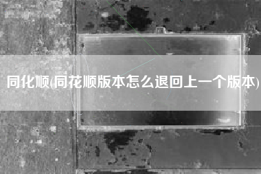 同化顺(同花顺版本怎么退回上一个版本)