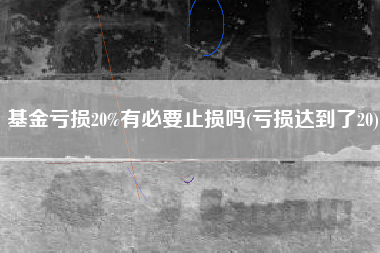 基金亏损20%有必要止损吗(亏损达到了20)