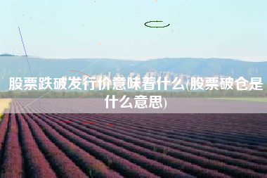 股票跌破发行价意味着什么(股票破仓是什么意思)