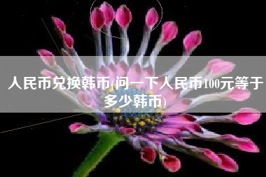 人民币兑换韩币(问一下人民币100元等于多少韩币)