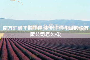 南方汇通千股千评(贵州汇通华城股份有限公司怎么样)