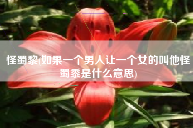 怪蜀黎(如果一个男人让一个女的叫他怪蜀黍是什么意思)