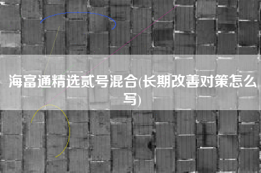 海富通精选贰号混合(长期改善对策怎么写)
