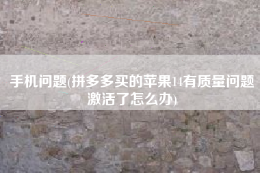 手机问题(拼多多买的苹果14有质量问题激活了怎么办)