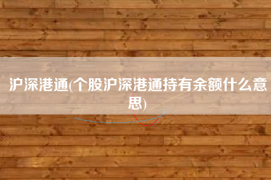 沪深港通(个股沪深港通持有余额什么意思)