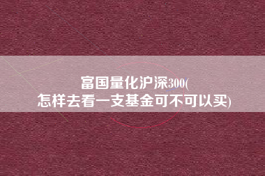 富国量化沪深300(
怎样去看一支基金可不可以买) 富国量化沪深300(
怎样去看一支基金可不可以买)