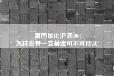 富国量化沪深300(
怎样去看一支基金可不可以买) 富国量化沪深300(
怎样去看一支基金可不可以买)