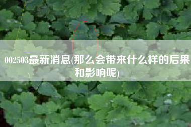 002503最新消息(那么会带来什么样的后果和影响呢)