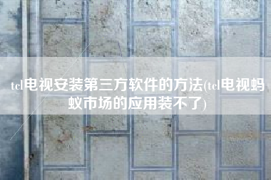 tcl电视安装第三方软件的方法(tcl电视蚂蚁市场的应用装不了)