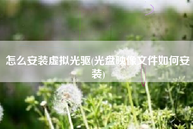 怎么安装虚拟光驱(光盘映像文件如何安装)