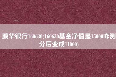 鹏华银行160630(160630基金净值是15000咋测分后变成11000)