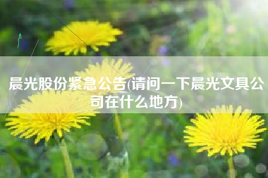 晨光股份紧急公告(请问一下晨光文具公司在什么地方)