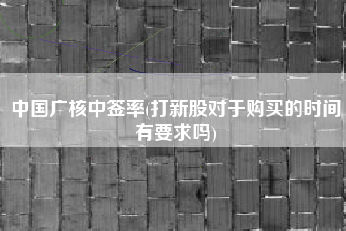 中国广核中签率(打新股对于购买的时间有要求吗)