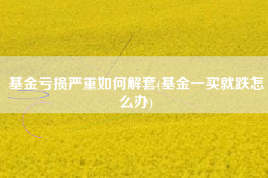 基金亏损严重如何解套(基金一买就跌怎么办)