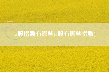 a股指数有哪些(a股有哪些指数)