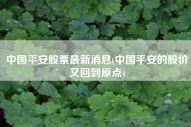 中国平安股票最新消息(中国平安的股价又回到原点)