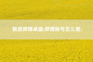 新浪微博桌面(微博账号怎么看)