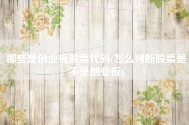 哪些是创业板股票代码(怎么判断股票是不是创业板)