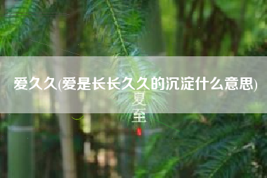 爱久久(爱是长长久久的沉淀什么意思)