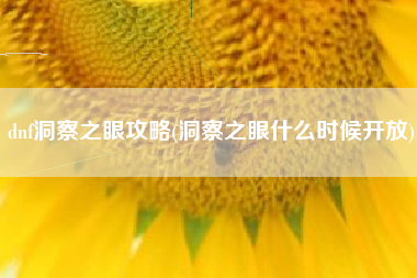 dnf洞察之眼攻略(洞察之眼什么时候开放)