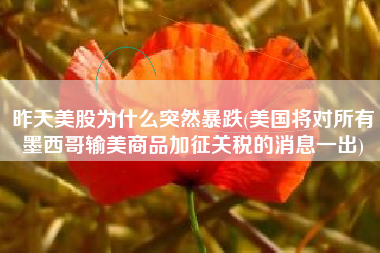昨天美股为什么突然暴跌(美国将对所有墨西哥输美商品加征关税的消息一出)
