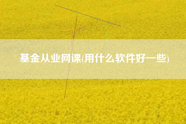 基金从业网课(用什么软件好一些)