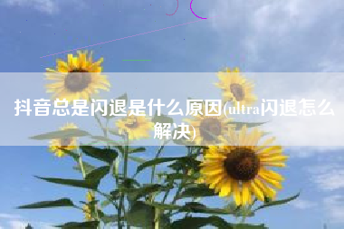 抖音总是闪退是什么原因(ultra闪退怎么解决)
