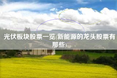 光伏板块股票一览(新能源的龙头股票有那些)