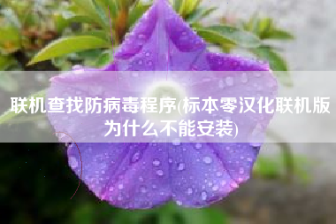 联机查找防病毒程序(标本零汉化联机版为什么不能安装)