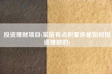 投资理财项目(家庭有点积蓄你是如何投资理财的)