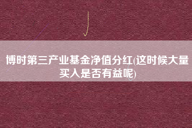 博时第三产业基金净值分红(这时候大量买入是否有益呢)
