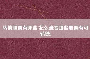 转债股票有哪些(怎么查看哪些股票有可转债)