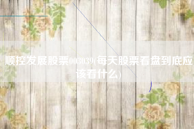 顺控发展股票003039(每天股票看盘到底应该看什么)