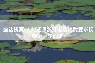 盛达资源(人力资源部打电话给我要求视频第一轮面试)