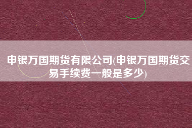 申银万国期货有限公司(申银万国期货交易手续费一般是多少)