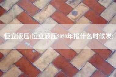 恒立液压(恒立液压2020年报什么时候发)