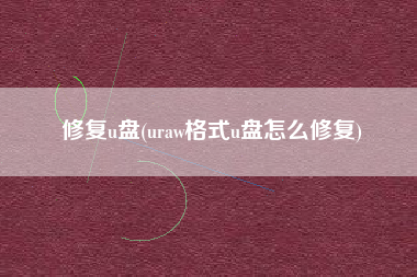 修复u盘(uraw格式u盘怎么修复)