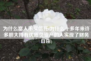 为什么富人不买信托(为什么十多年来许多胆大持有优质负资产的人实现了财务自由)