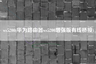 ws5200(华为路由器ws5200增强版有线桥接)