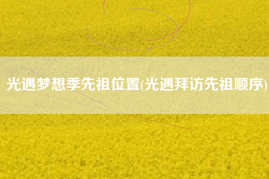光遇梦想季先祖位置(光遇拜访先祖顺序)