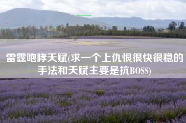 雷霆咆哮天赋(求一个上仇恨很快很稳的手法和天赋主要是抗BOSS)