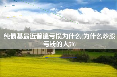 纯债基最近普遍亏损为什么(为什么炒股亏钱的人70)