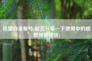 迅雷白金帐号(能否分享一下使用中的感想或者建议)