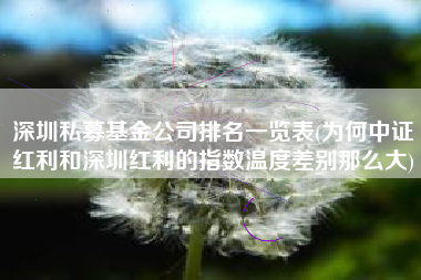 深圳私募基金公司排名一览表(为何中证红利和深圳红利的指数温度差别那么大)
