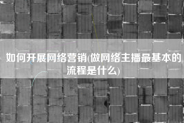 如何开展网络营销(做网络主播最基本的流程是什么)