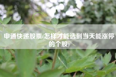 申通快递股票(怎样才能选到当天能涨停的个股)