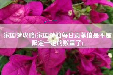 家国梦攻略(家国梦的每日贡献值是不是限定一定的数量了)