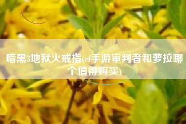 暗黑3地狱火戒指(cf手游审判者和萝拉哪个值得购买)