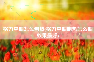 格力空调怎么制热(格力空调制热怎么调效果最好)